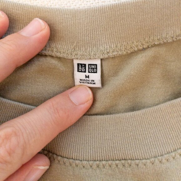 Uniqlo Oversized T-Shirt Dress 100% Cotton Khaki Green Casual Relaxed Fit M - Picture 3 of 4